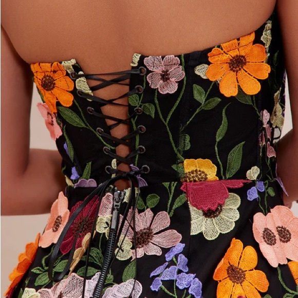 Marcella Embroidered A-Line Mini Dress - Black/combo - Picture 5 of 8